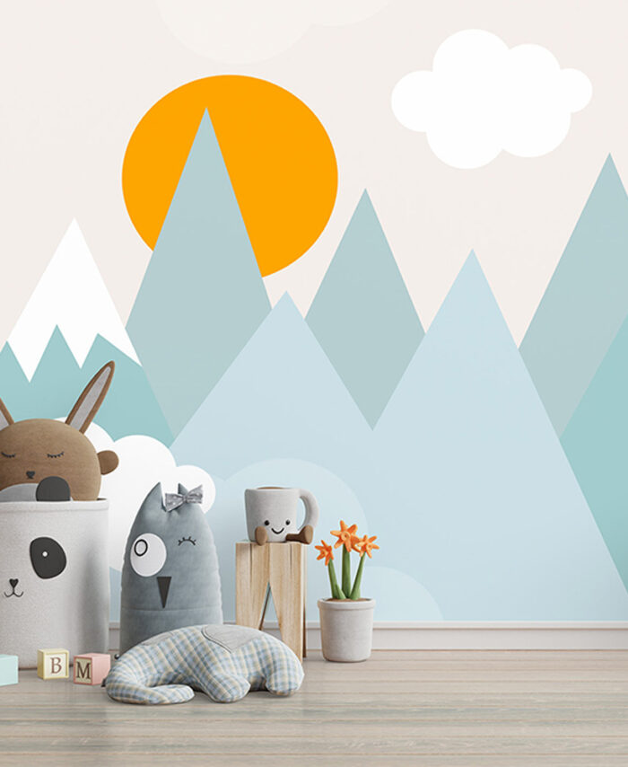 PAPIER PEINT:  MONTAGNE GÉOMÉTRIQUE SKU2414