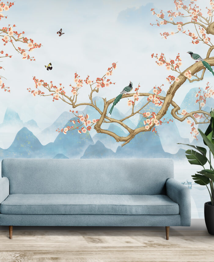 PAPIER PEINT:  ROMANTIQUE BIRD SKU2440