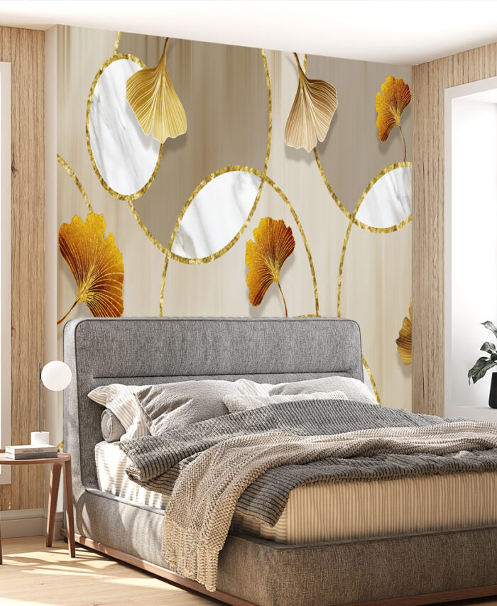 PAPIER PEINT:  Gingo Floral Dore SKU2443