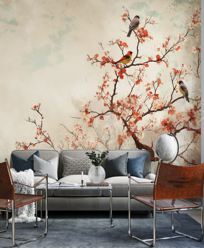 PAPIER PEINT:  BRANCHES FLEURIES SKU2456