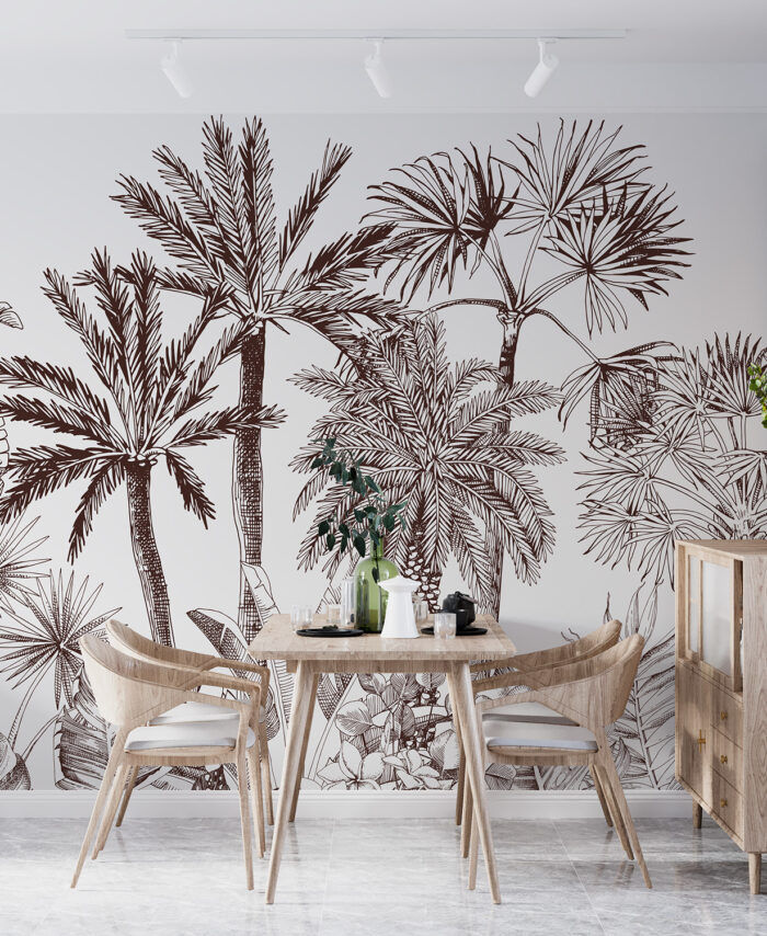 PAPIER PEINT PANORAMIQUE FEUILLES DE PALMIER - SKU2545