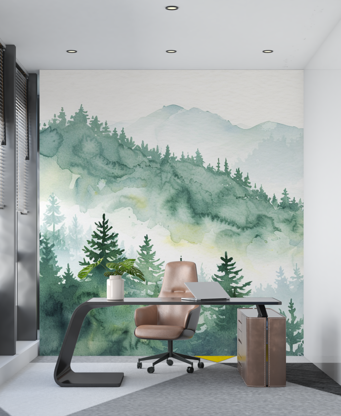PAPIER PEINT BRUME DE FORÊT - VERT SAUGE - SKU2524