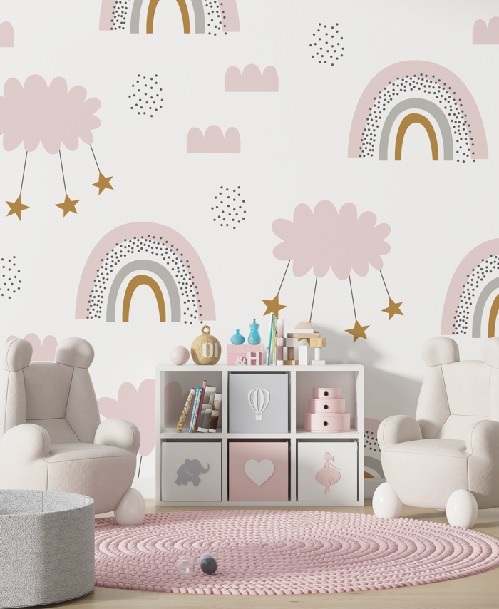 PAPIER PEINT CHÂTEAU DE NUAGES - ROSE DOUX - SKU2530